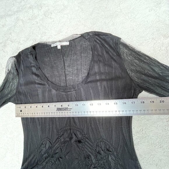 Sun Light Volga Womens Scoop Neck Crinkle Pleated Mini Dress Size 3 Black Ruffle - Picture 4 of 8